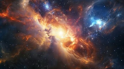 Wall Mural - ethereal cosmic landscape: mesmerizing galaxy backdrop with vibrant nebulae, sparkling stars, and in