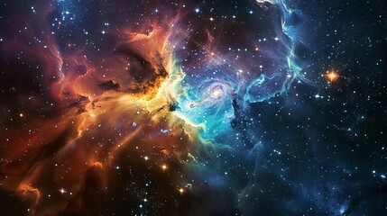 Wall Mural - ethereal cosmic landscape: mesmerizing galaxy backdrop with vibrant nebulae, sparkling stars, and in