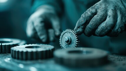 Poster - Industrial Technician Working on Heavy Machinery in Workshop Environment