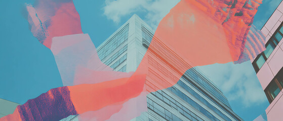 Poster - Colorful minimalistic mixed media collage showcasing the fashion industry