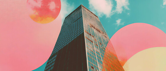 Poster - Exploring the balance of minimalism and color in mixed media collage artwork