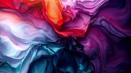 Aufkleber - Rich abstract animation with smooth, flowing shapes in deep blues, purples, pinks and oranges. Dynamic composition in fluid art style