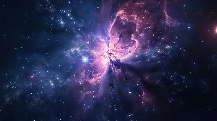 Wall Mural - ethereal cosmic landscape: mesmerizing galaxy backdrop with vibrant nebulae, sparkling stars, and in