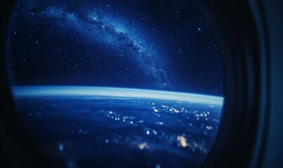 Milky Way View Through Airplane Window at Night