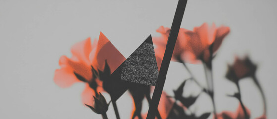 Poster - Minimalist collage featuring geometric shapes and pencil sharpener with shavings