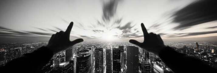 Fototapete - Monochrome Futuristic Cityscape Visualization Dynamic Skyscraper Network Grid in Urban Digital Transformation - Smart Infrastructure Innovation for Modern Business Environments