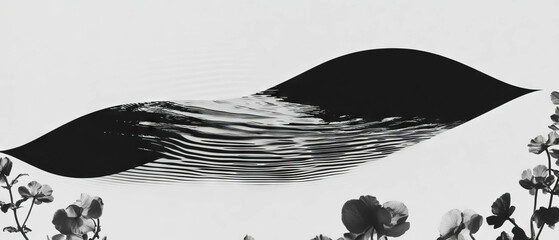 Aufkleber - Minimalist collage featuring geometric shapes and floral accents with a water reflection