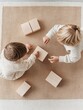 © Ryzhkov - Biophilic Educational Play Natural Wooden Blocks on Jute Mat - Interactive Learning and Family Engagement for Sustainable Kids Development and Innovative Early Childhood Education