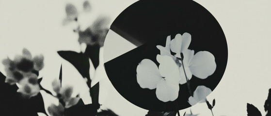 Poster - Minimalist collage featuring geometric shapes and floral patterns with a lighting gel filter