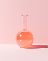 Poster - Minimalist Tech Artistry Transparent Glass Beaker on Soft Blush Surface - Innovating Scientific Branding and Sleek Aesthetic Marketing for Modern Tech Industries
