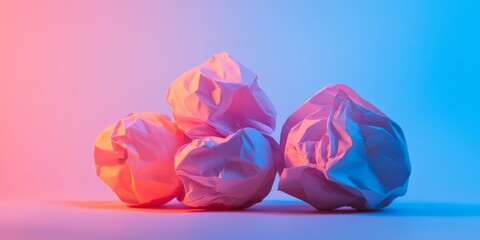 Aufkleber - Gradient Workspace Imagery Crumpled Paper with Glowing Symbol for Modern Problem-Solving - Creative Content Design in Digital Innovation and Business Strategy
