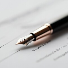 Poster - Modern Professional Aesthetic Luxury Fountain Pen on Contract - Textured Elegance for Secure Documentation in Legal and Corporate Settings