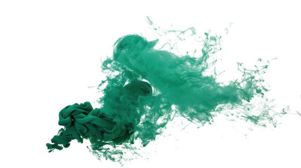 Poster - Green ink cloud expanding on transparent background