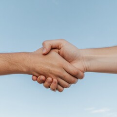 Poster - Minimalist Connection Art Symbolic Handshake Against Sky - Promoting Professional Collaboration and Diversity in Digital Marketing and Business