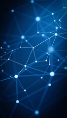 Poster - a dynamic layout featuring a network of interconnected lines and nodes against a dark blue backgroun