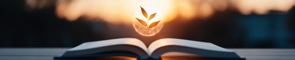 Leinwandbilder - Futuristic Cozy Reading Nook Holographic Mind Concept Above Open Book in Dimly Lit Study - Educational Technology and Creative Innovation for Knowledge Enthusiasts