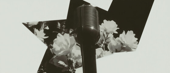 Poster - Exploring minimalism through geometric shapes and nature with a microphone reflection
