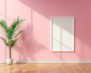 Poster - minimalist home decor white-framed reflective art on pink wall - enhancing modern interiors with sle