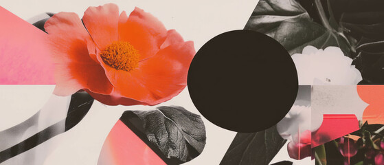 Poster - Exploring minimalist design with geometric shapes and floral elements in digital art