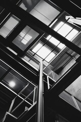 Leinwandbilder - Industrial Chic Data Center Cutting-Edge Network Infrastructure in Metal and Glass for Tech Innovators - Elevating Cloud Computing Efficiency in Business Environments