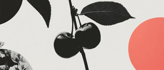 Aufkleber - Exploring the harmony of geometric shapes and nature in a minimalist collage