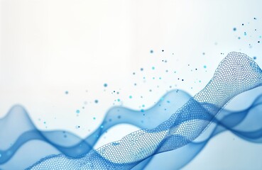 Poster - abstract blue network design. flowing lines, dots on white background. tech illustration. modern tec