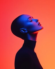 Aufkleber - High-Contrast Gradient Silhouette Minimalist Digital Art of Female Profile for Modern Branding and Identity in Tech and Cultural Marketing