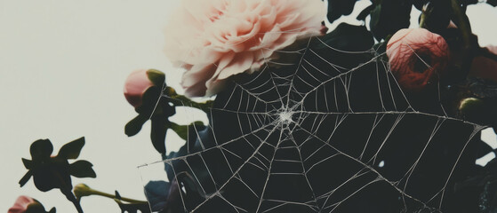 Poster - Minimalist collage featuring geometric shapes and ceramic tile with spiderweb crack pattern