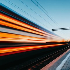 Aufkleber - Dynamic Speed Modern Train with Motion Blur on Passenger Platform - Architectural Flow and Mass Transit Efficiency for Urban Transport Innovations