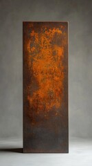 Aufkleber - A rust-colored podium stands majestically in a minimalist environment, its surface marked by intricate patterns of oxidation, reflecting a blend of art and nature's touch