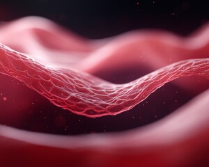 Poster - Fluidic Red Biomesh Digital Visualization of Virus Cell Structures for Medical Research and Health Communication - High-Tech Graphics in Scientific Publishing