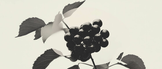Poster - Minimalist collage showcasing berries amidst geometric shapes and floral elements