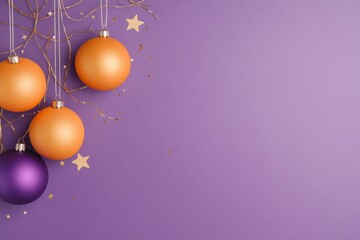 Aufkleber - Vibrant Holiday Decor Golden Ornaments and Stars on Purple BackdropPremium Seasonal Marketing for Festive Retail and Event Branding