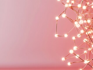 Aufkleber - Modern Geometric Illumination LED Light Nodes on Rose Gold Network - Contemporary Tech Decor and Smart Interior Design for Innovative Business Spaces