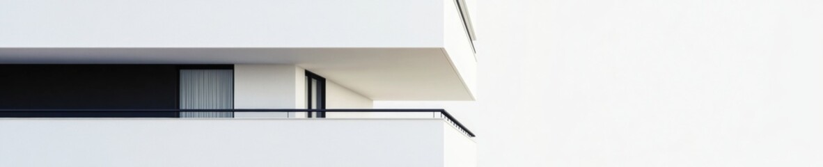 Aufkleber - Minimalist Architectural Design Sleek White Facade with Modern Balconies - Urban Development Concepts and Aesthetic Residential Solutions