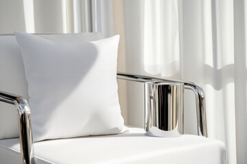 Aufkleber - Chrome-Infused Reading Space Sleek Metallic Furniture and Reflective Decor for Futuristic Home Libraries - Modern Comfort and Style for Contemporary Homes