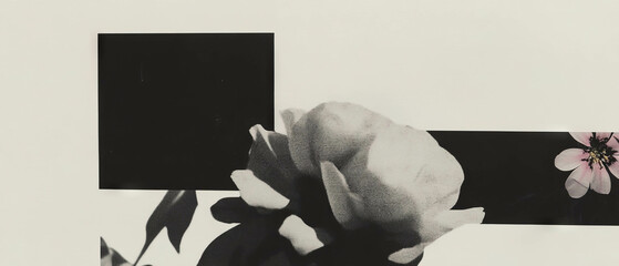 Poster - Minimalist collage featuring geometric shapes and a close-up of a black-and-white eraser