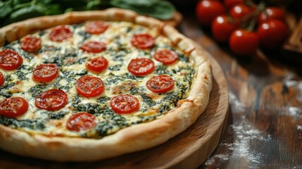 Wall Mural - Delicious Spinach Frittata Recipe by Homecook Kitchen Food Photography Cozy Home Close-Up Culinary Delight