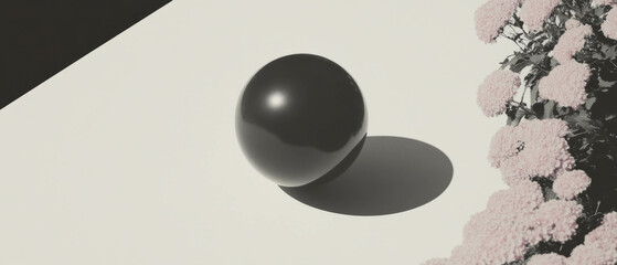Poster - Minimalist collage featuring a deflated balloon on a bright background with geometric shapes