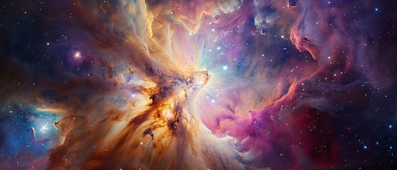 Wall Mural - majestic cosmic swirl of vivid nebula clouds, vibrant stardust, and starry night sky in a vast celes