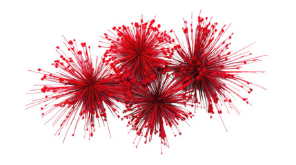 Red fireworks exploding with transparent background