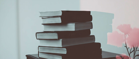 Poster - Minimalist collage featuring books and floral elements for a vision board concept