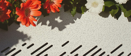 Aufkleber - Minimalist collage featuring geometric shapes and intricate floral patterns