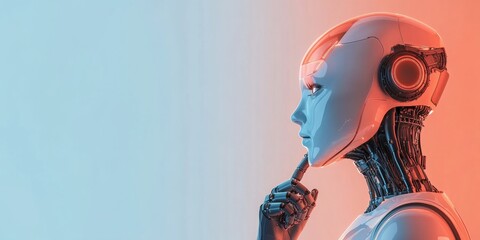 Leinwandbilder - Futuristic Robotics Aesthetic Modern AI Robot with Sleek Metallic Finish - Innovations in Tech Interfaces and Business Automation Solutions