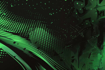 Wall Mural - close up horizontal abstract illustration of a halftone green glowing pixelated background