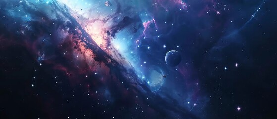 Wall Mural - majestic cosmic swirl of vivid nebula clouds, vibrant stardust, and starry night sky in a vast celes