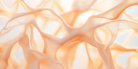 Poster - Fractal-inspired Silk Textures Organic Flowing Forms in Peach Tones - Aesthetic Content for Visual Branding in Bioengineering and Digital Innovation Spaces