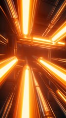 Aufkleber - Neon Futuristic Technology Display Illuminated Metallic Tubes with Vibrant Glow - Cutting-edge Digital Art and Innovative Industrial Design for Creative Marketing