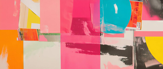 Poster - Creative mix of textures and colors in minimalistic mixed media collage art