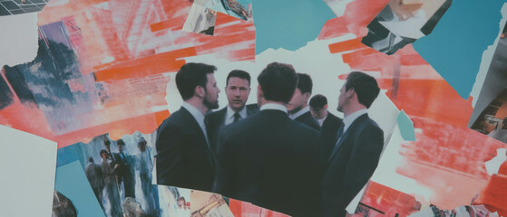 Poster - Collage reflecting teamwork among business professionals in a creative environment